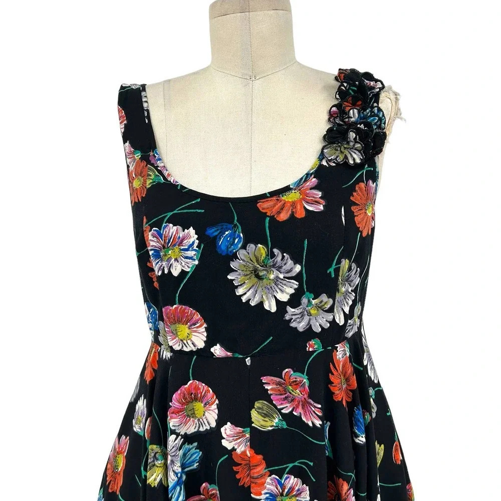 Anthropologie Moulinette Soeurs Astere Everywhere‎ Dress Floral Black Size 2 - Picture 3 of 15